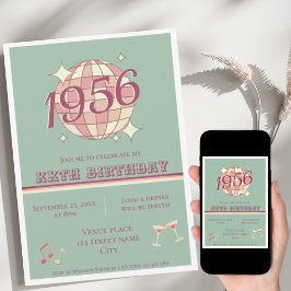 Invitación Vintage 1956 70º cumpleaños verde azulado azul ret