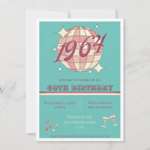 Invitación Vintage 1964 60ª carta de fiesta de cumpleaños Inv