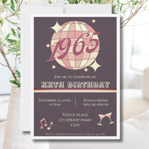 Invitación Vintage 1965 60º cumpleaños retro púrpura Invitaci