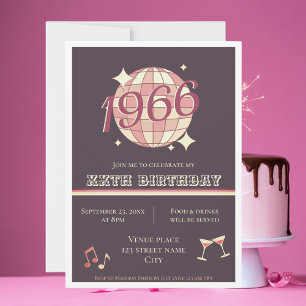 Invitación Vintage 1966 60º cumpleaños retro púrpura Invitaci