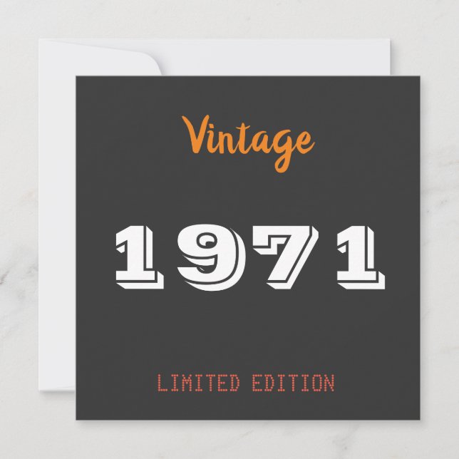 Invitación Vintage 1971 edición limitada 55º regalo de cumple (Anverso)