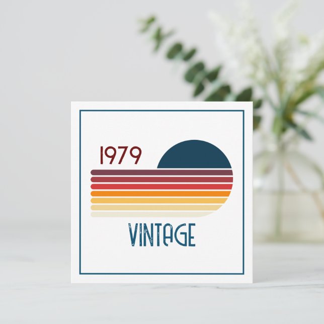 Invitación Vintage 1979 Retro Stripe Sun (Anverso de pie)