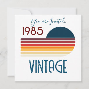 Invitación Vintage 1985 Retro Stripe Sun 40 cumpleaños