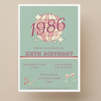 Invitación Vintage 1986 40th birthday teal blue ret Invitatio