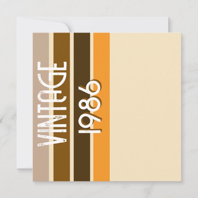 Invitación Vintage 1986 Retro Stripes Brown Tan Vintage  (Anverso)