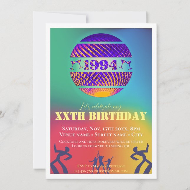 Invitación Vintage 1994 fiesta de 30 años (Anverso)