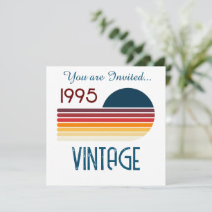 Invitación Vintage 1995 Retro Stripe Sun 30 cumpleaños