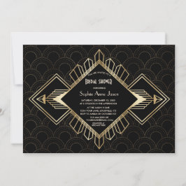 Invitación Vintage 20's Gold Black Great Gatsby Bridal Shower
