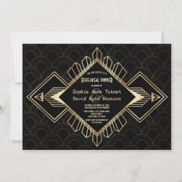 Invitación Vintage 20's Gold Great Gatsby Enhearsal Dinner