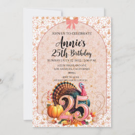 Invitación  Vintage 25th Thanksgiving Holiday Birthday
