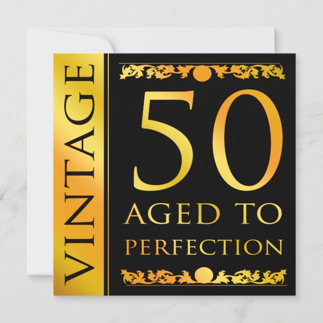 Invitación Vintage 50th Birthday Party Invitation (Anverso)