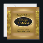 Invitación Vintage 50th Gold Black Birthday Party Elegant<br><div class="desc">Vintage 1962 50 40 60 30 Partido de Cumpleaños Elegante Oro Negro Invitación Fiesta de Cumpleaños. Todo Ocasiones Fabulosos Eventos Elegantes para hombres o mujeres, Chicas, Fiestas invitados para todas las edades, sólo personalizar a la edad que usted quiere! Invitaciones a fiestas de cumpleaños 21, invitaciones a fiestas de cumpleaños...</div>