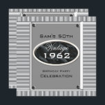 Invitación Vintage 50th Silver Black Birthday Party<br><div class="desc">Vintage 1962 50 40 60 30 Partido de Cumpleaños Elegante Plata Black Invitation Partido de Cumpleaños. Todas las Ocasiones Fabulous Elegant Events para los hombres Fiestas Invita a todas las edades, sólo personalizar a la edad que usted desee! Invitaciones a fiestas de cumpleaños 21, invitaciones a fiestas de cumpleaños 20,...</div>