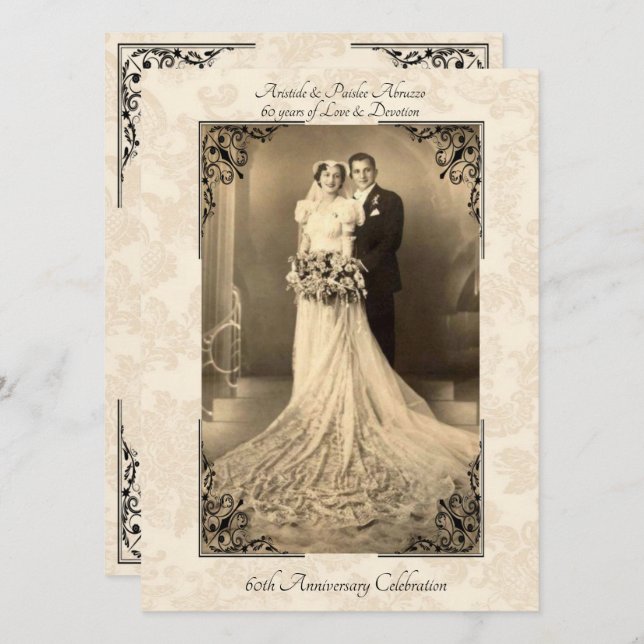 Invitación Vintage 60 Aniversario (Anverso / Reverso)