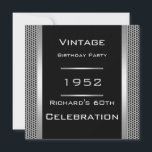 Invitación Vintage 60th Black Look Metalizado Birthday Party<br><div class="desc">Vintage 1952 50 40 60 30 Fiesta de Cumpleaños Elegante Metalizado look Silver Invitación Negra Fiesta de Cumpleaños. Todas las Ocasiones Fabulous Elegant Events para hombres o Fiestas Invita a todas las edades, sólo personalizar a la edad que usted desee! Invitaciones a fiestas de cumpleaños número 21, invitaciones a fiestas...</div>
