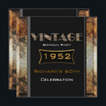 Invitación Vintage 60th Rusty Gold Black Birthday Party<br><div class="desc">Vintage 1952 50 40 60 30 Partido de Cumpleaños Elegante Rusty Metalizado look amarillo Oro Negro Invitación fiesta de cumpleaños. Todo Ocasiones Fabulosos Eventos Elegantes para hombres o mujeres, Chicas, Fiestas invitados para todas las edades, sólo personalizar a la edad que usted quiere! Invitaciones a fiestas de cumpleaños número 21,...</div>
