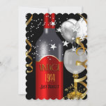 Invitación Vintage 70th Birthday Red Wine Black Gold 1944<br><div class="desc">Elegante Vintage 70 de 1944 Red Black Silver Metalizado look Birthday Party Balloons Wine para cualquier edad. Hombres o Mujeres,  40,  50,  60,  70,  80,  100.</div>