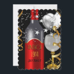 Invitación Vintage 70th Birthday Red Wine Black Gold 1944<br><div class="desc">Elegante Vintage 70 de 1944 Red Black Silver Metalizado look Birthday Party Balloons Wine para cualquier edad. Hombres o Mujeres,  40,  50,  60,  70,  80,  100.</div>