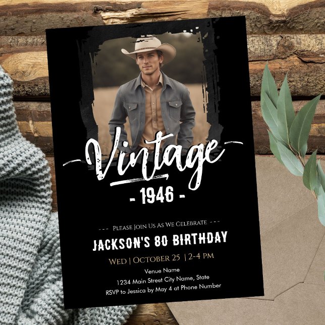 Invitación Vintage 80th Birthday  (Subido por el creador)