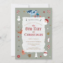 Invitación Vintage 8th Day Christmas New Year's Day Xmas