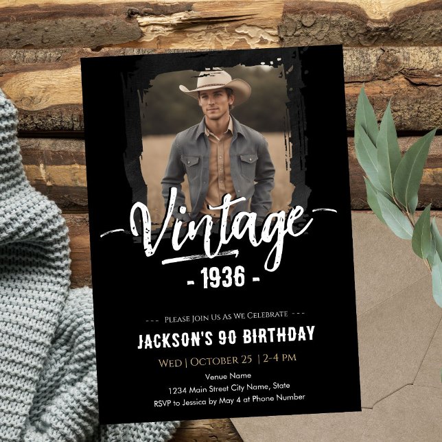 Invitación Vintage 90th Birthday  (Subido por el creador)