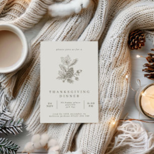 Invitación Vintage Acorns & Pine Cone Thankending Dinner
