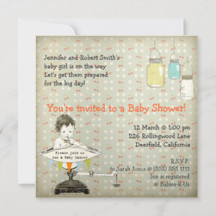 Invitación Vintage Adorable Mason Jars Baby Shower