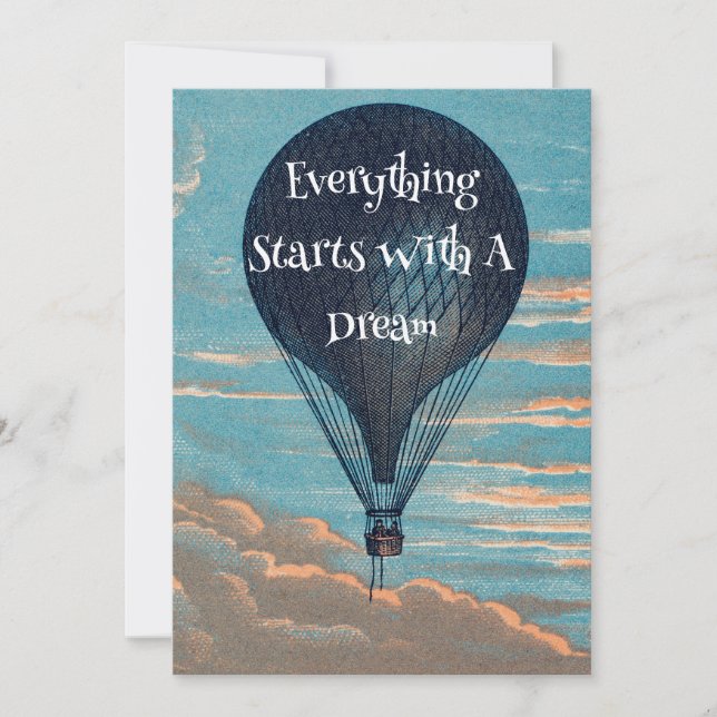 Invitación Vintage Air Balloon Dreaming Dream Cita (Anverso)