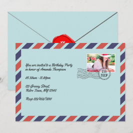 Invitación Vintage Airmail Envelope Birday Party