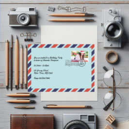 Invitación Vintage Airmail Envelope Birday Party