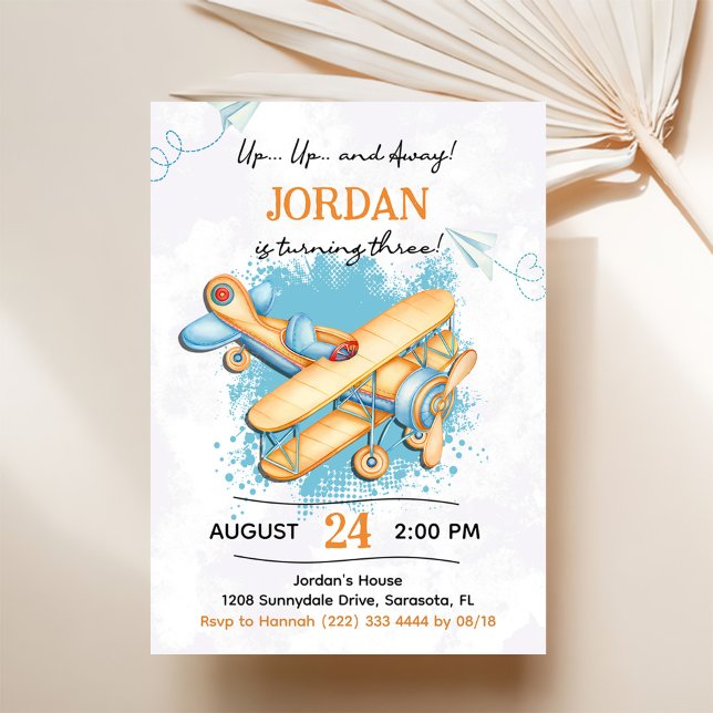 Invitación Vintage Airplane 3er cumpleaños Fiesta (Subido por el creador)