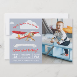 Invitación Vintage Airplane Birthday, Foto