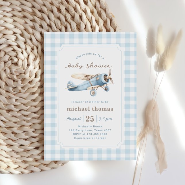 Invitación Vintage Airplane Boy Baby Shower (Subido por el creador)