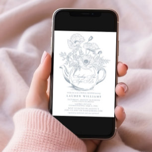 Invitación Vintage Algo Azul Bridal Tea Bridal Ducha Bridal