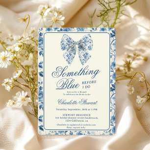 Invitación Vintage Algo Azul Toile Bridal Shower Brunch