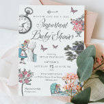 Invitación Vintage Alice In Wonderland Storybook Baby Shower<br><div class="desc">Invite a sus huéspedes a una cita muy importante con nuestra hermosa invitación a la ducha de bebé con la temática de Alice in Wonderland. Perfecto para un fiesta de ducha con motivos de Alicia en el País de las Maravillas. El diseño presenta una mezcla de nuestros propios florales originales...</div>