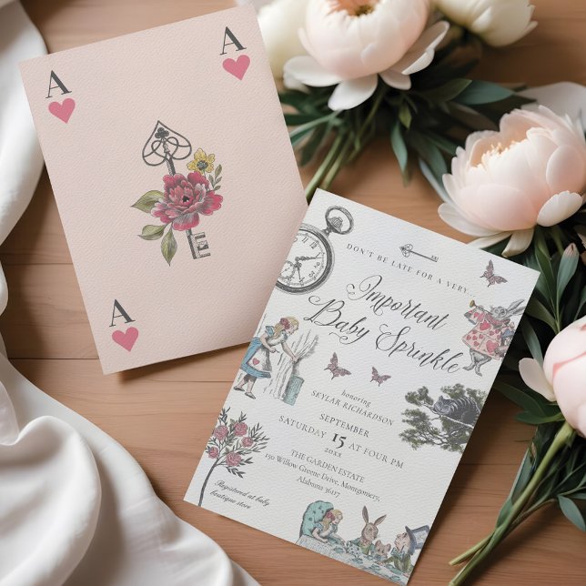 Invitación Vintage Alice Wonderland Storybook Baby Sprinkle (Vintage Alice Wonderland Storybook Baby Sprinkle Invitation)