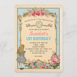 Invitación Vintage Alicia en fiesta del té del cumpleaños del