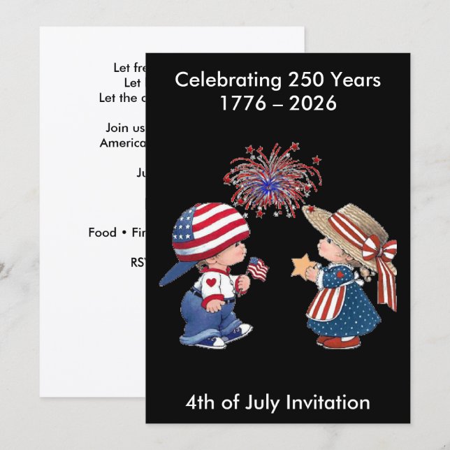 Invitación Vintage America Happy 250th Birthday Party (Anverso / Reverso)