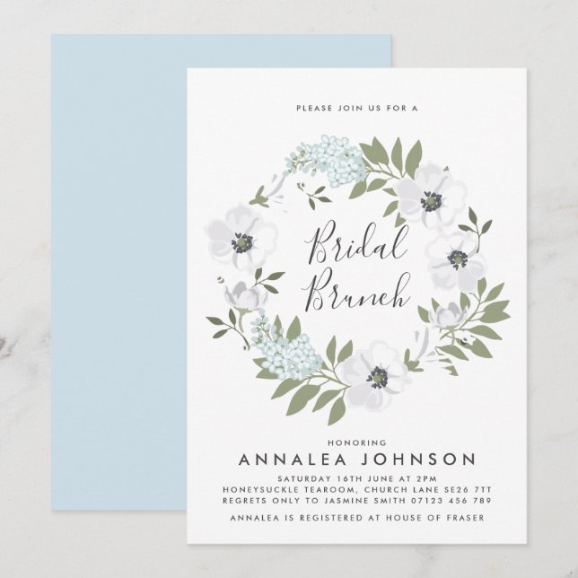 Invitación Vintage Anemone Wreath Bridal Brunch (Anverso / Reverso)