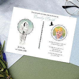 Invitación Vintage Angel Christening Baptism Photo