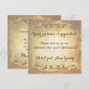 Invitación Vintage Antiguo Fancy Scroll Faded Parchment look