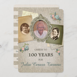 Invitación Vintage Antique Linen Elija su foto de año 3