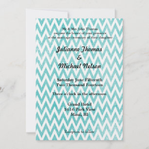 Invitación Vintage Aqua Chevron Stripes Boda