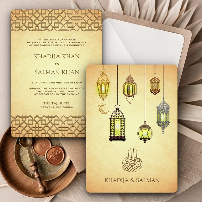 Invitación Vintage Arabian GIGHT Lanterns Boda Islámico (Subido por el creador)
