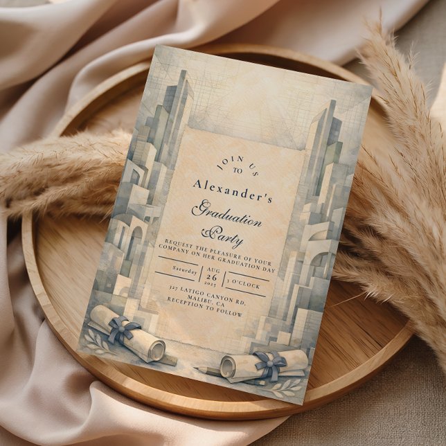 Invitación Vintage Architecture Drawing Graduation (Subido por el creador)