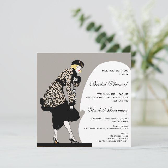 Invitación Vintage Art Deco Fashion Show Bridal Shower (Anverso de pie)