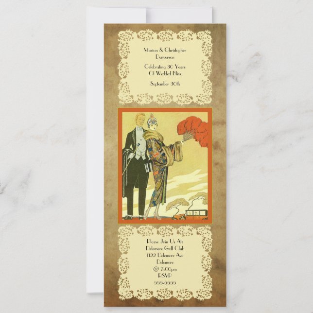 Invitación Vintage ~ Art Deco ~ Fiesta (Anverso)
