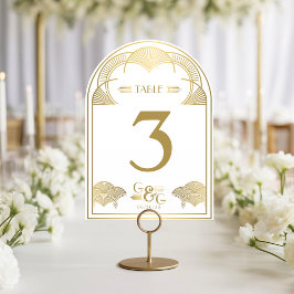 Invitación Vintage Art Deco Gold Arch Wedding Table Number