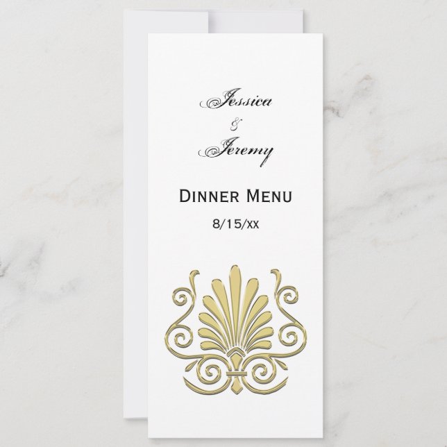 Invitación Vintage Art Deco Gold Plume Arabesque (Anverso)